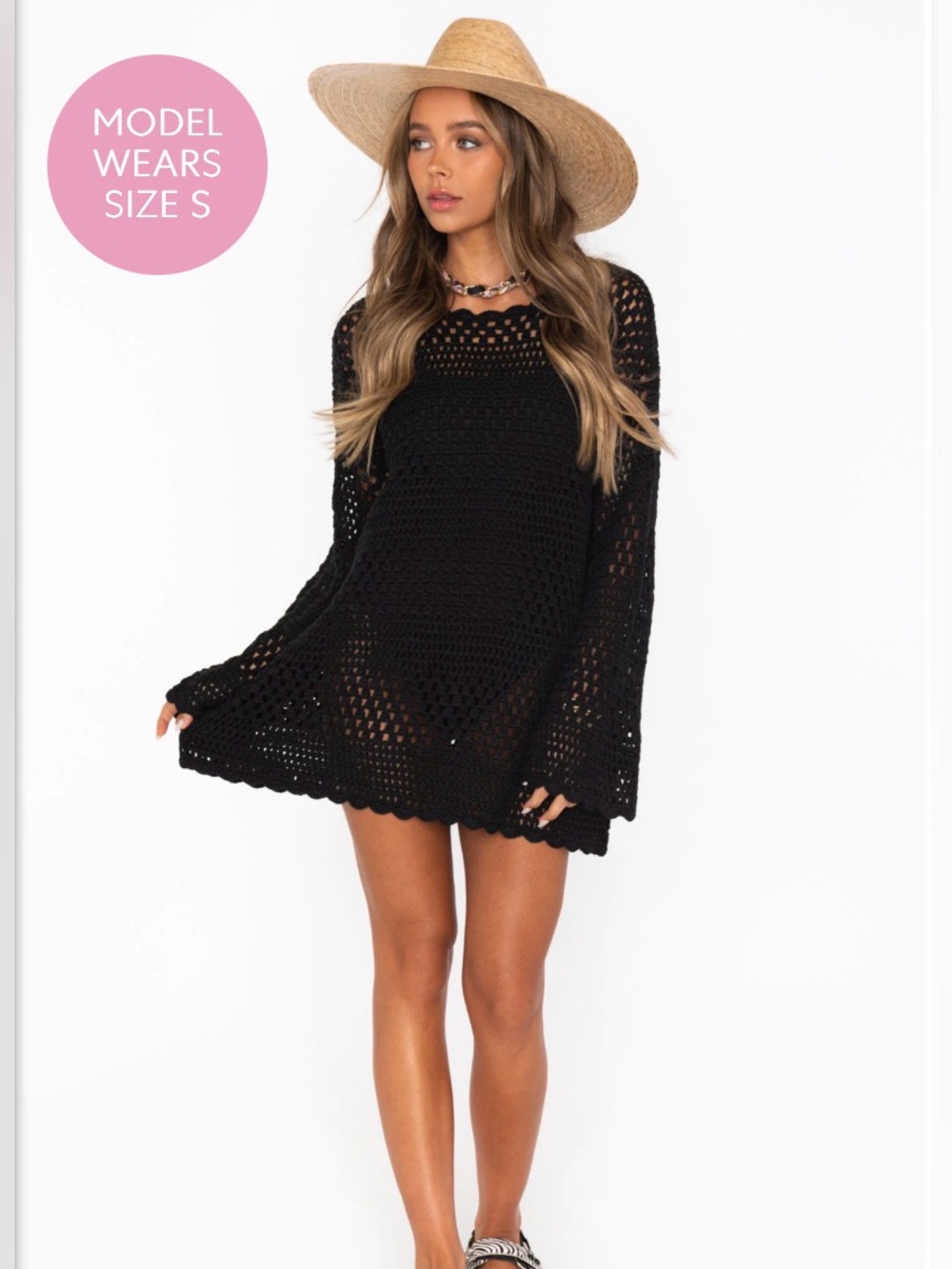 Show me your mumu Black & white Paula Crochet Swim Cover-Up